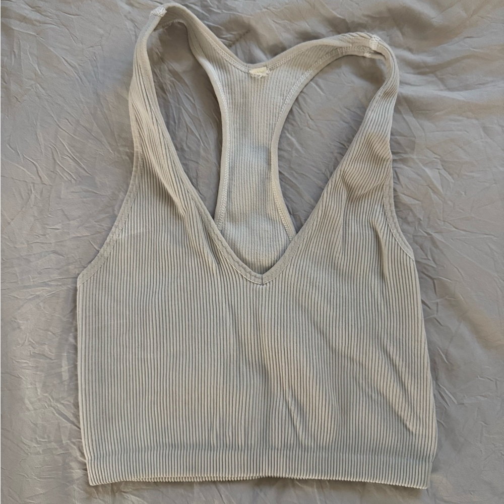 Free People Women's Ribbed Cream Tank Top